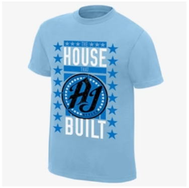 WWE AJ STYLES “THE HOUSE THAT AJ BUILT” T-SHIRT (Light Blue)