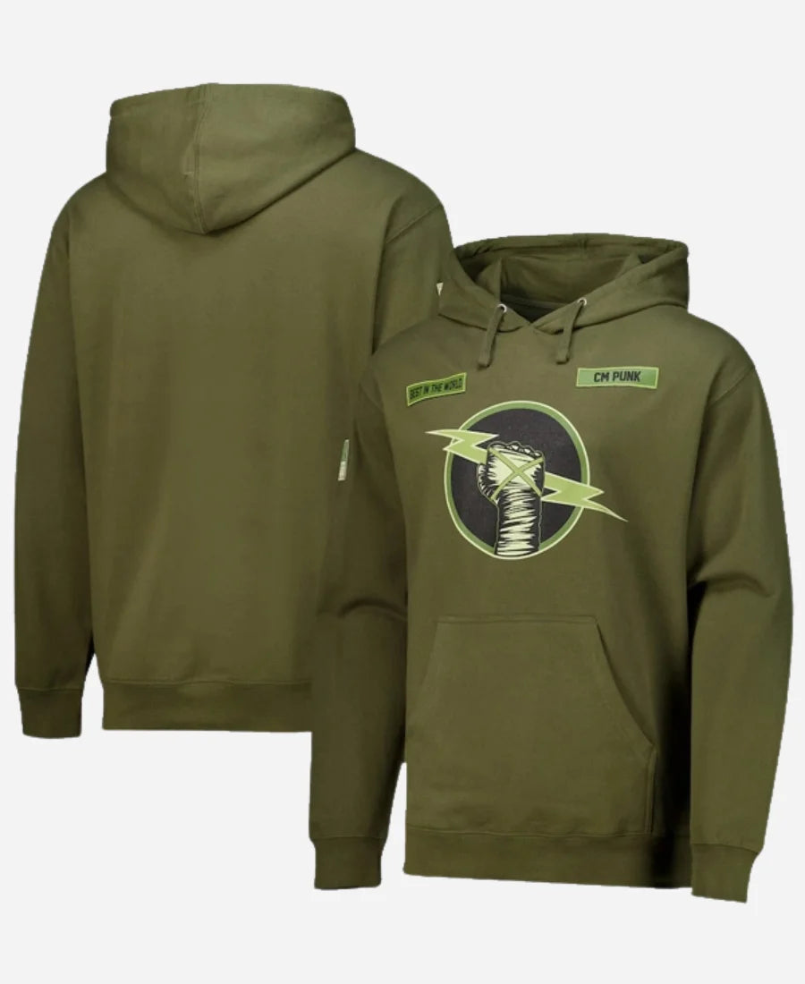 WWE CM Punk Best In The World  Pullover Fleece Hoodie (Green)