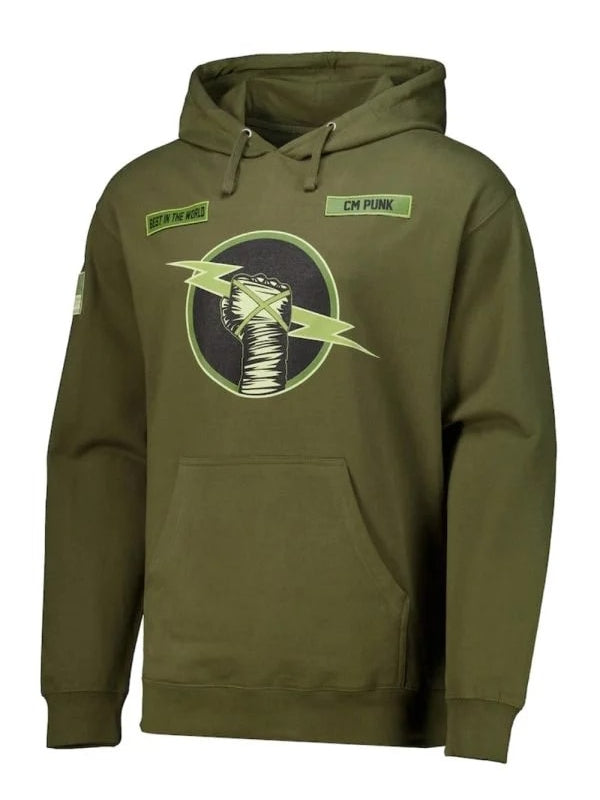 WWE CM Punk Best In The World  Pullover Fleece Hoodie (Green)