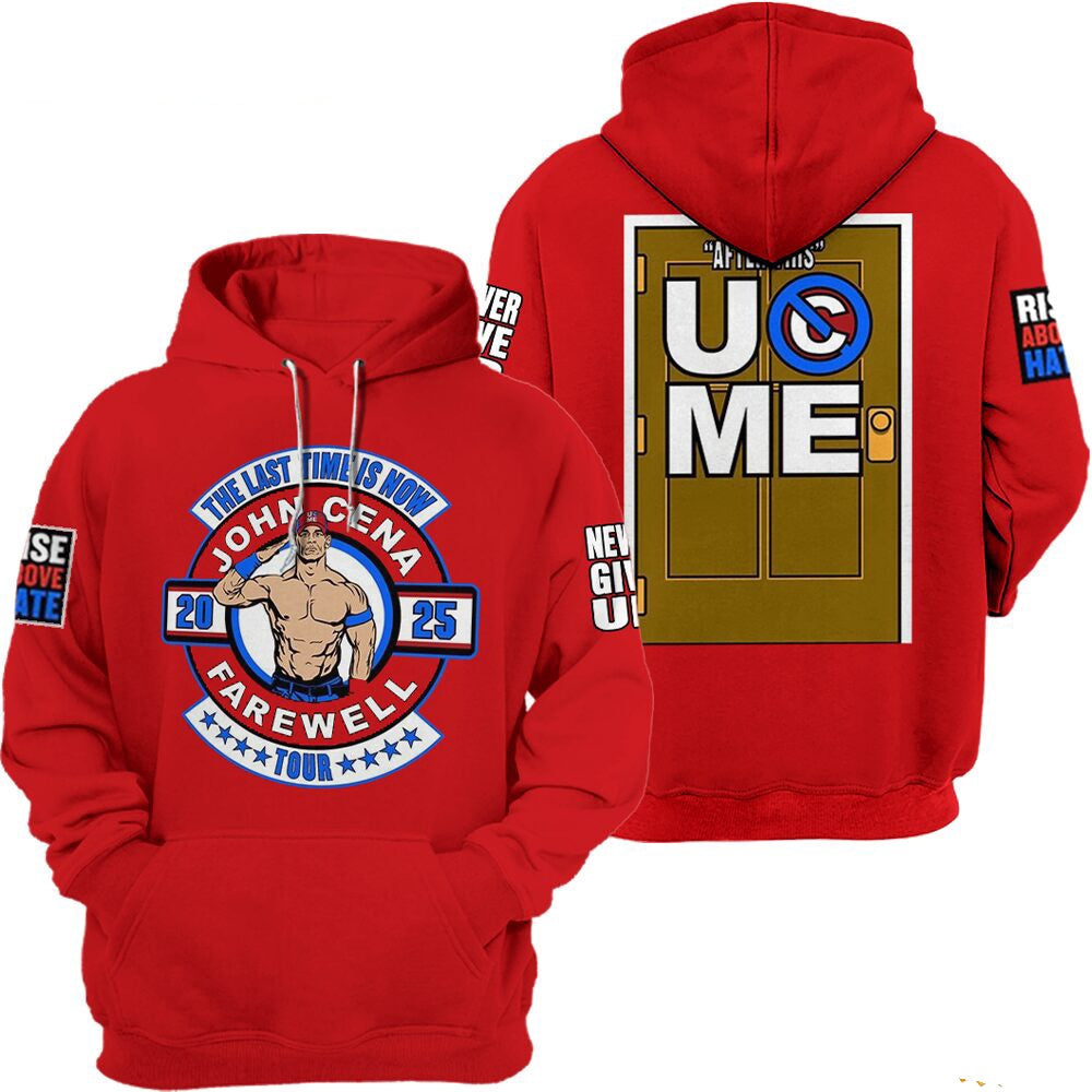 Men's Red John Cena Farewell Tour Pullover Hoodie (Red)