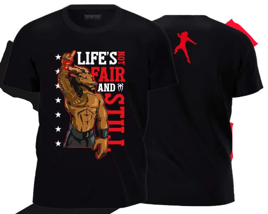 Men's Black Roman Reigns Life's Not Fair T-Shirt
