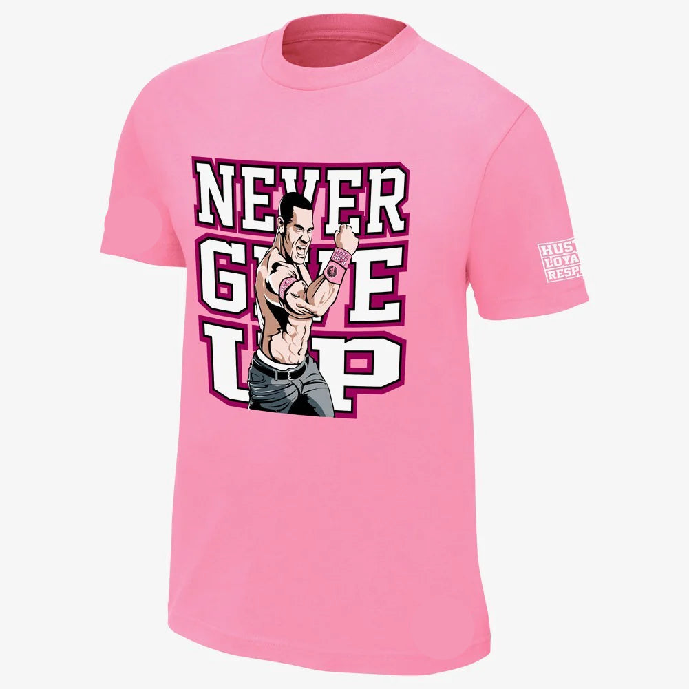 John Cena - Never Give Up - T-Shirt (Pink)