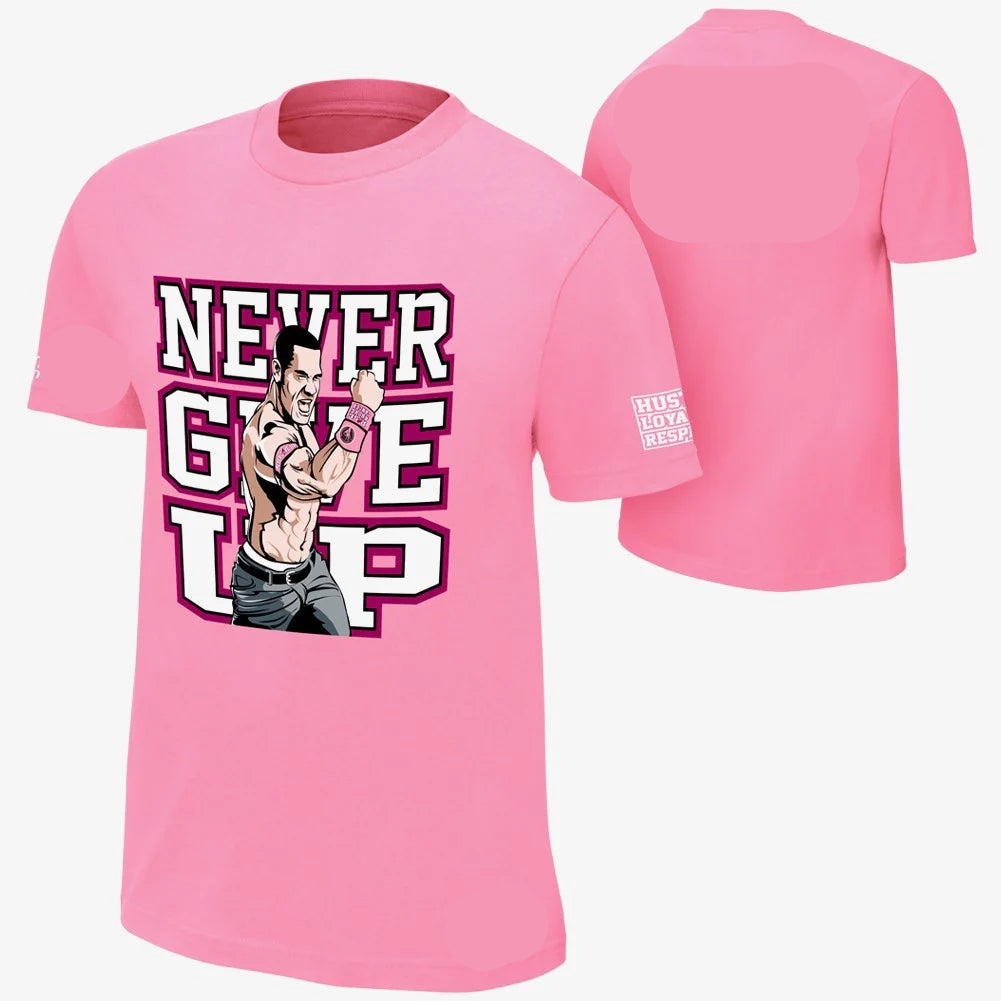 John Cena - Never Give Up - T-Shirt (Pink)