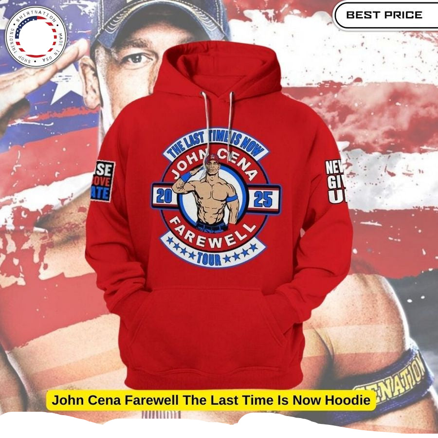 Men's Red John Cena Farewell Tour Pullover Hoodie (Red)