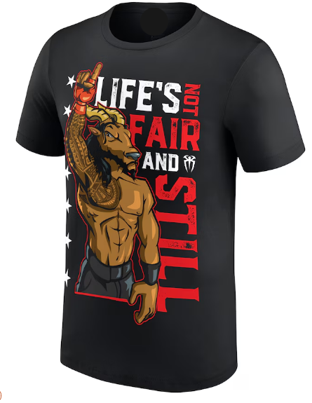Men's Black Roman Reigns Life's Not Fair T-Shirt