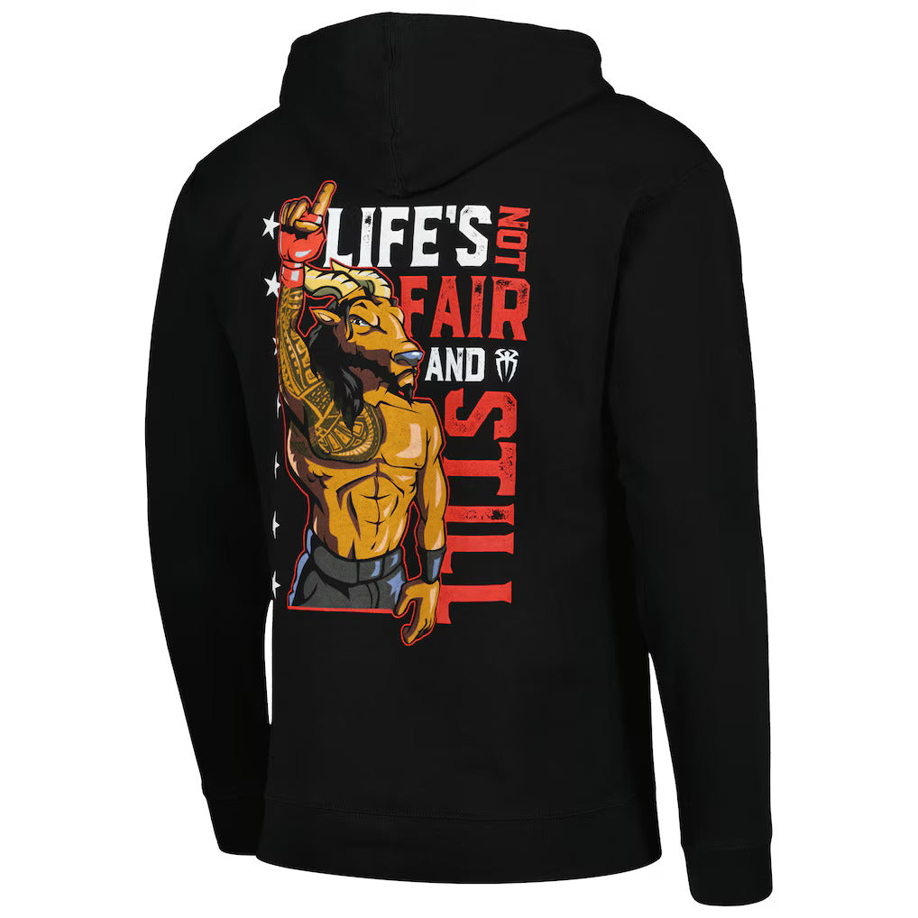Men's Black Roman Reigns Life's Not Fair Full-Zippers Hoodie
