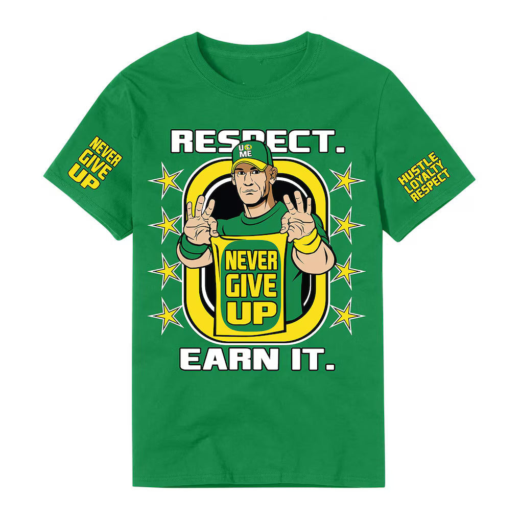 wwe John Cena Earn The Day Green T-Shirt