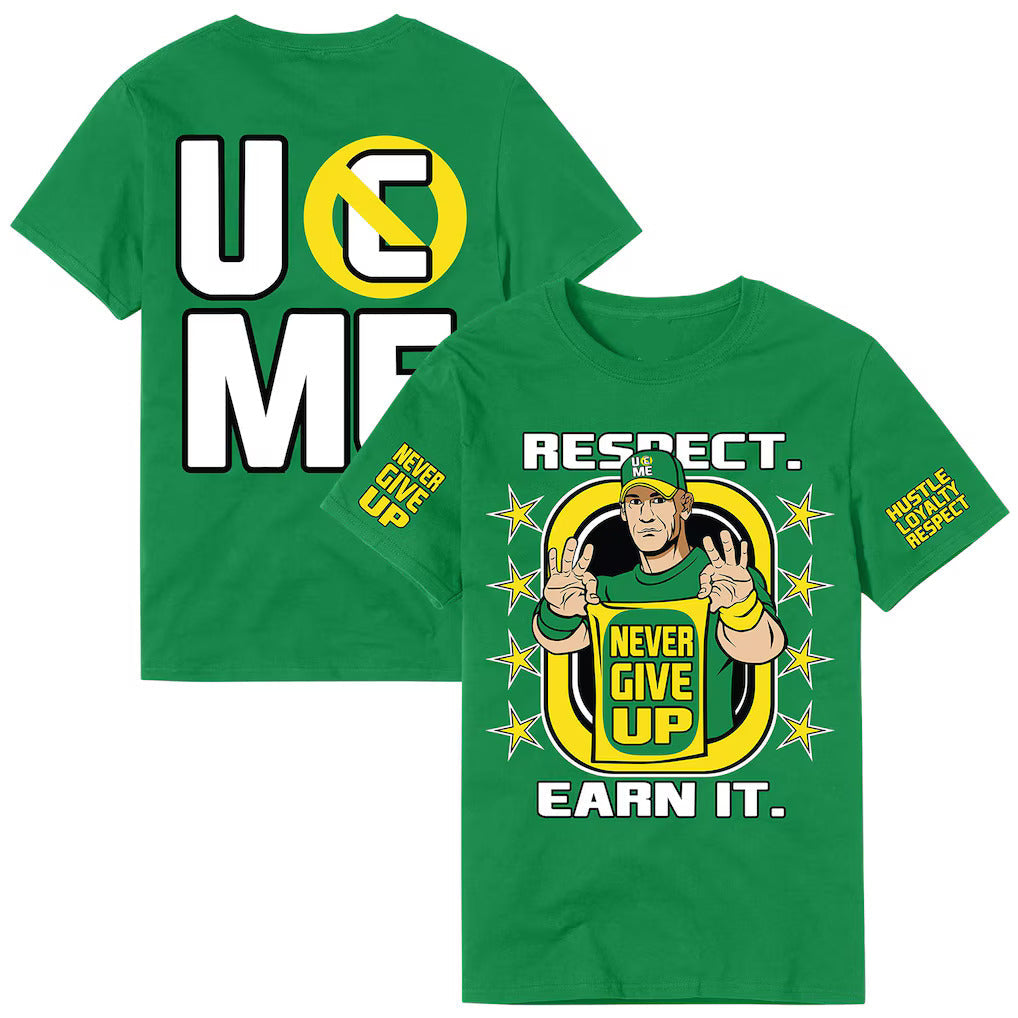 wwe John Cena Earn The Day Green T-Shirt